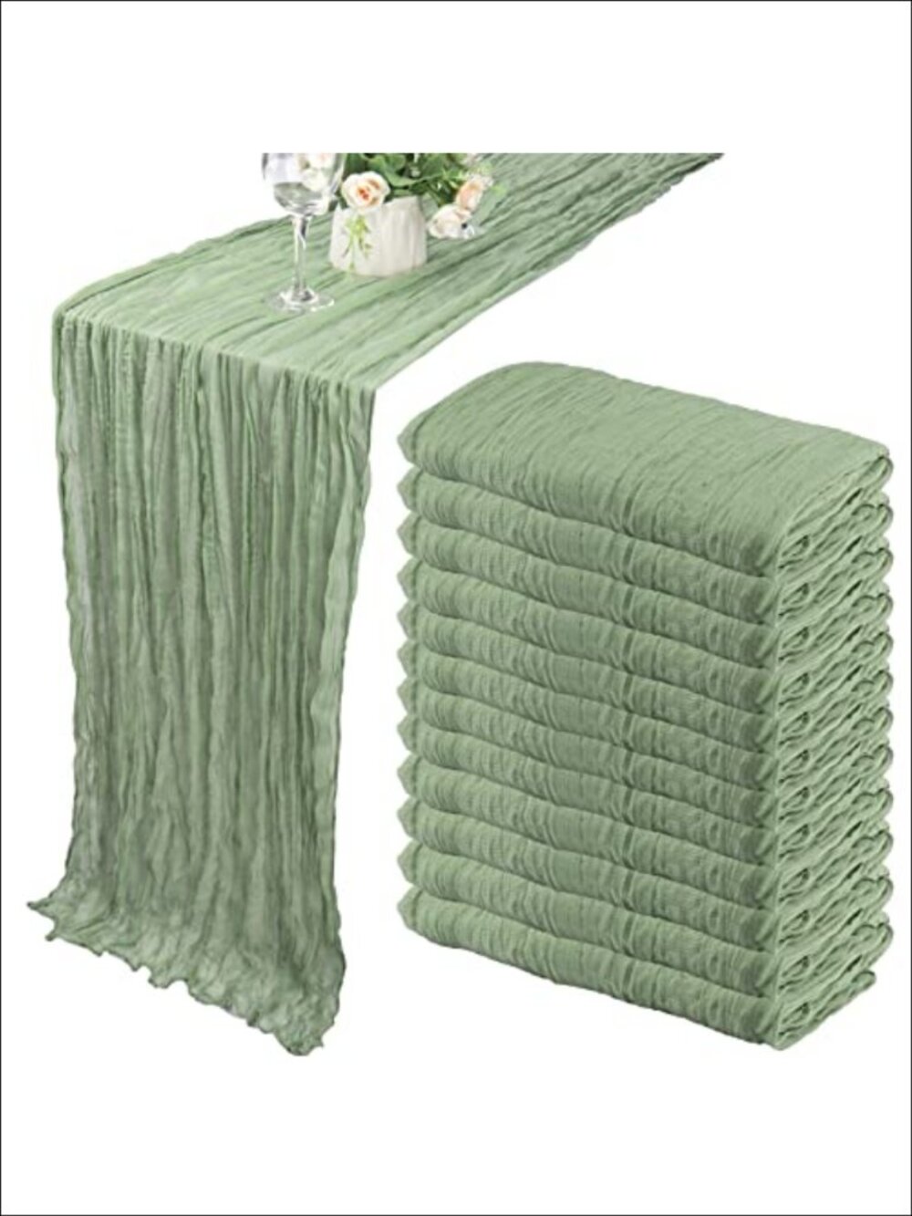 Cheesecloth Table Runner 35x120 Boho Wedding Decor Polyester Sheer
